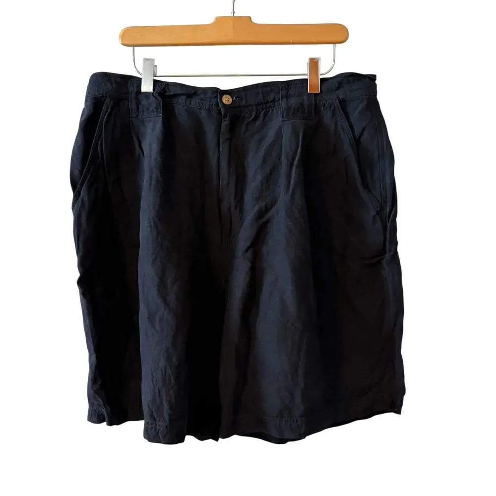 Tommy Bahama Silk & Linen Blend Shorts Navy Blue 36